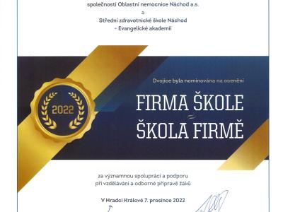 Nominace na ocenění Firma škole a Škola firmě!